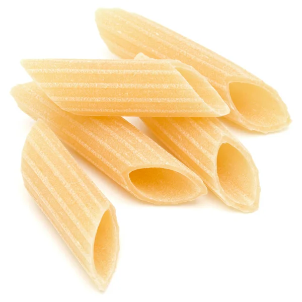 Pasta Italiana Isolata Fondo Bianco Pennoni Penne Rigate — Foto Stock