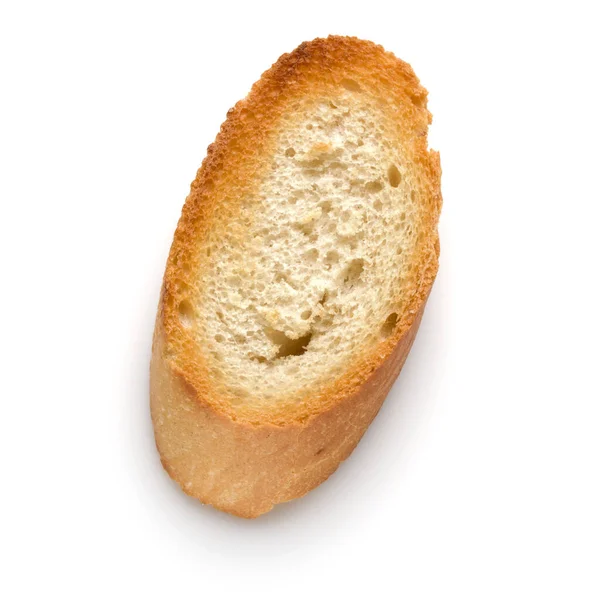 Toasted Baguette Slice Isolated White Background Close Toast Crouton Top — Stock Photo, Image