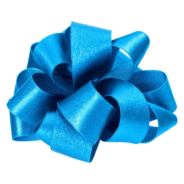 Big Bow Blue Color Isolated White Background Close — Stock Photo, Image