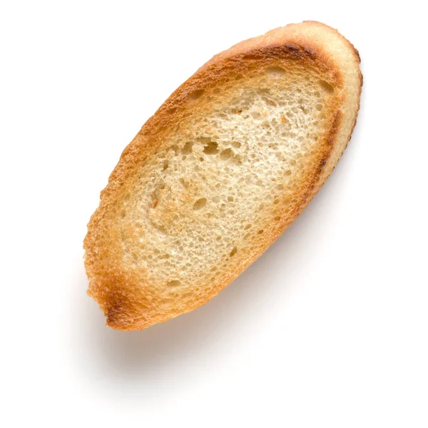 Geröstete Baguette Scheibe Isoliert Auf Weißem Hintergrund Nahaufnahme Toast Crouton — Stockfoto