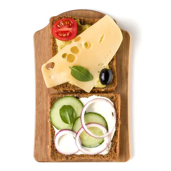 Açık Yüzlü Sandviç Kanepe Veya Crostini Beyaz Arka Plan Closeup — Stok fotoğraf