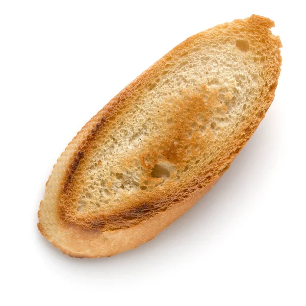 Geröstete Baguette Scheibe Isoliert Auf Weißem Hintergrund Nahaufnahme Toast Crouton — Stockfoto