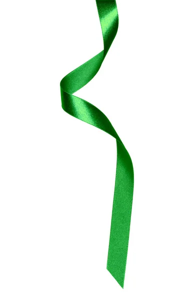 Glänzende Satinband Grüner Farbe Isoliert Über Weißem Hintergrund Bandbild Für — Stockfoto