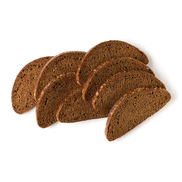 Rye Bread Slices Isolated White Background Flat Lay Top View — Stock Photo, Image