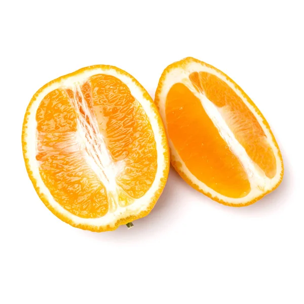 Orange Frukt Skiva Isolerad Vit Bakgrund Närbild Mat Bakgrund Platt — Stockfoto