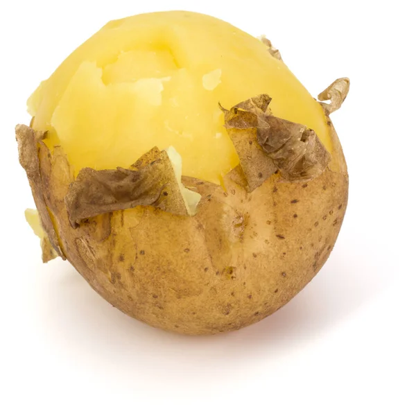 Een Gekookte Geschilde Aardappel Geïsoleerd Een Witte Achtergrond Knipsel — Stockfoto
