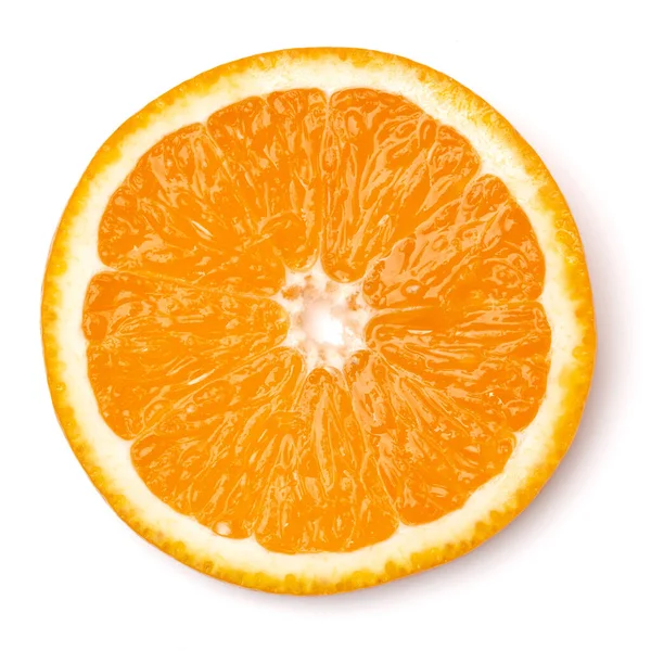 オレンジ色の果物のスライスがクローズ アップ ホワイト バック グラウンド上に分離します 食品の背景 フラット横たわっていた トップ ビュー — ストック写真