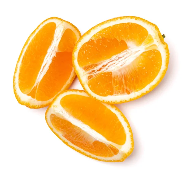 Orange Frukt Skiva Isolerad Vit Bakgrund Närbild Mat Bakgrund Platt — Stockfoto