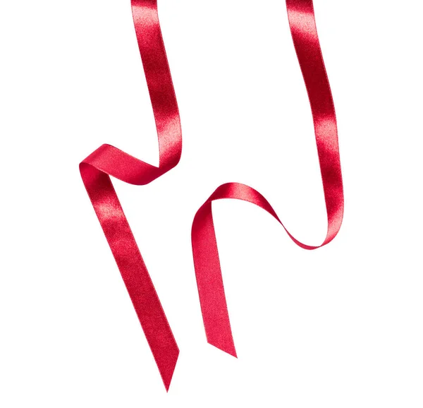 Εσωτερικη Λαμπερά Σατέν Κορδέλα Κόκκινο Χρώμα Που Απομονώνονται Λευκό Φόντο — Φωτογραφία Αρχείου