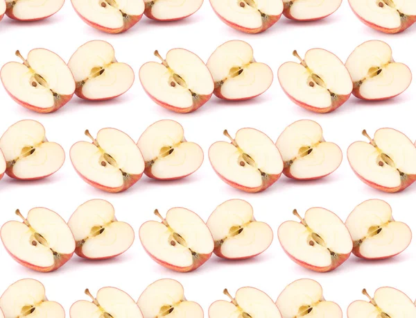 Kırmızı Elma Beyaz Arka Planda Izole Edilmiş Kusursuz Yemek Kalıbı — Stok fotoğraf