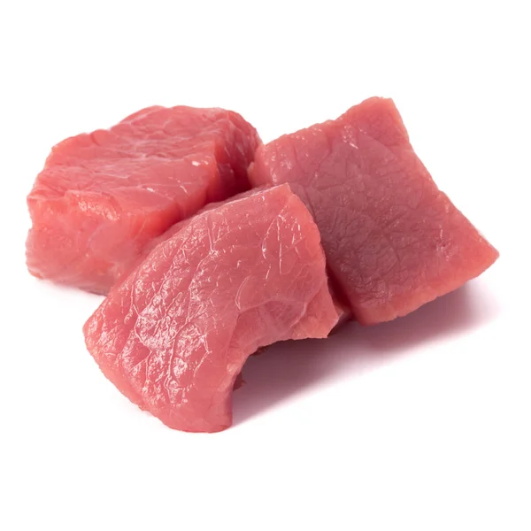 Cru Carne Picada Pedaços Carne Isolado Fundo Branco Cortado — Fotografia de Stock