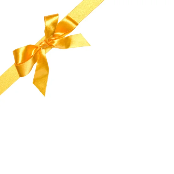 Feestelijke Gouden Geschenk Lint Boog Geïsoleerd Een Witte Achtergrond Knipsel — Stockfoto