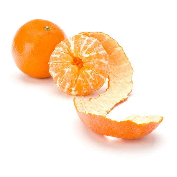 Mandarine Pelée Fruit Mandarine Isolé Sur Fond Blanc Découpe — Photo