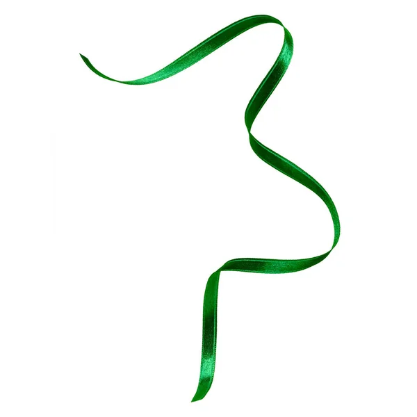 Λαμπερό Σατέν Κορδέλα Πράσινο Χρώμα Που Απομονώνονται Λευκό Φόντο Κορδέλα — Φωτογραφία Αρχείου