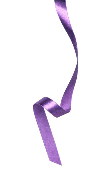 Närbild Glänsande Sidenband Lavendel Färg Isolerad Vit Bakgrund Menyfliksområdet Bild — Stockfoto