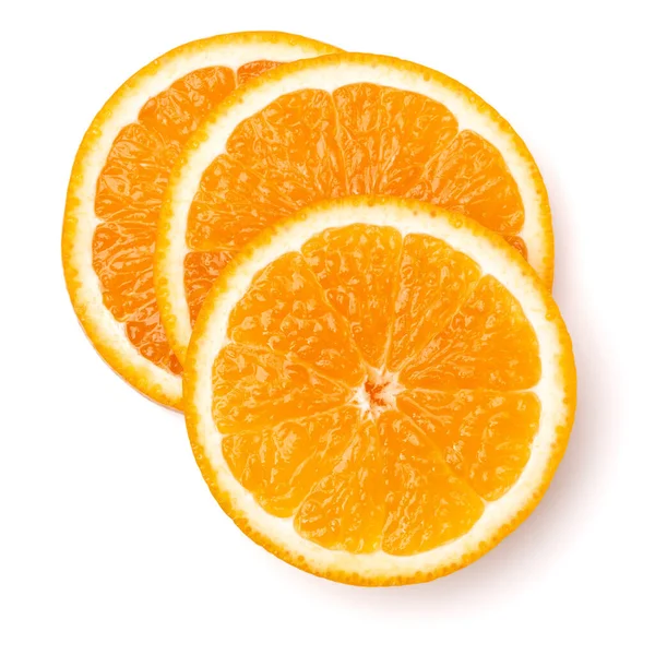 Orange Frukt Skiva Isolerad Vit Bakgrund Närbild Mat Bakgrund Platt — Stockfoto