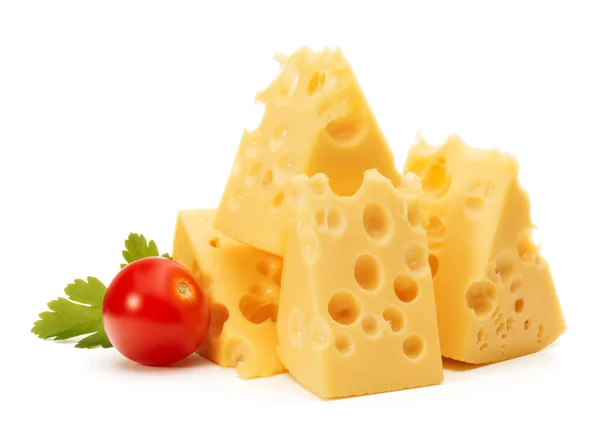 Sýr Blok Izolovaných Bílém Pozadí Výřez — Stock fotografie