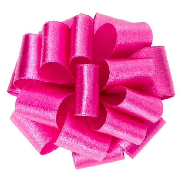 Gran Lazo Cinta Redonda Color Rosa Aislado Sobre Fondo Blanco — Foto de Stock