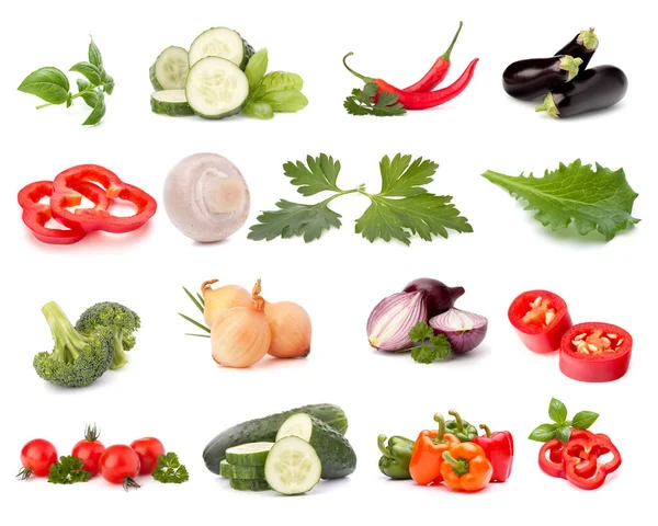 Colección Verduras Aisladas Sobre Fondo Blanco Conjunto Diferentes Verduras Crudas —  Fotos de Stock