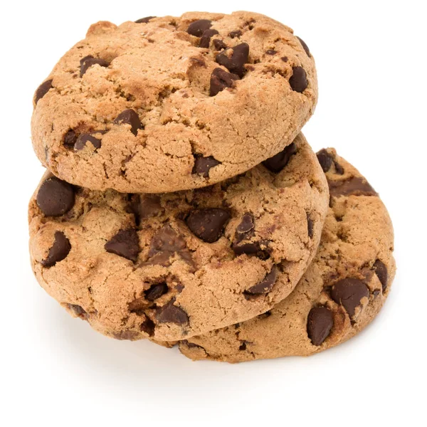 Trois Biscuits Aux Pépites Chocolat Isolés Sur Fond Blanc Biscuits — Photo