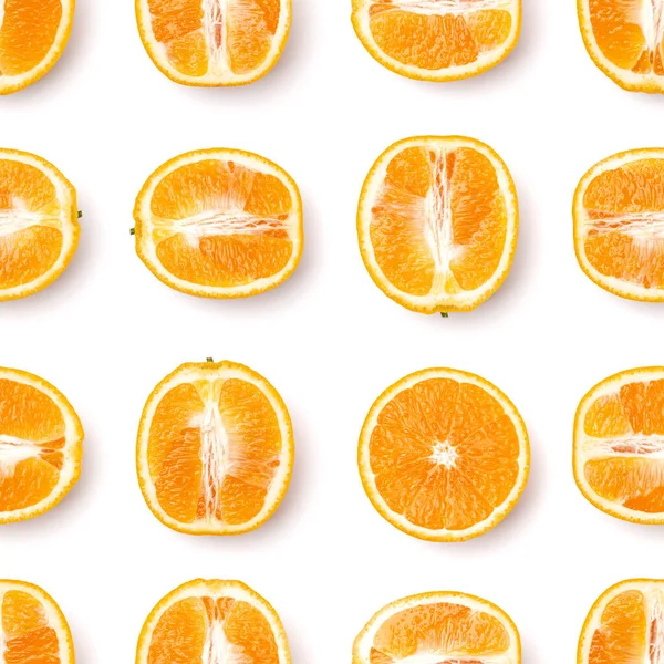 Modello Senza Cuciture Metà Frutta Arancione Frutto Arancio Isolato Fondo — Foto Stock
