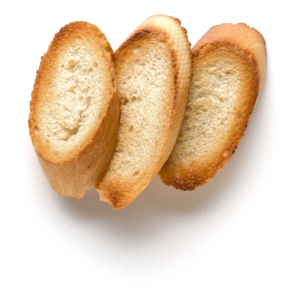 Geroosterd Stokbrood Segmenten Geïsoleerd Een Witte Achtergrond Close Toast Crouton — Stockfoto