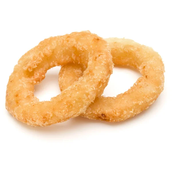 Krispig Friterad Lök Eller Calamari Ring Isolerad Vit Bakgrund — Stockfoto