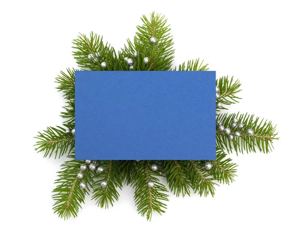 Beyaz Arka Plan Üzerinde Izole Tebrik Kartı Ile Noel Dekorasyon — Stok fotoğraf