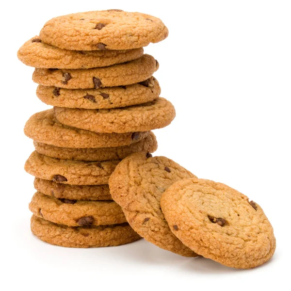 Stacked Chocolate Chip Cookies Isolated White Background Sweet Biscuits Homemade — Stock Photo, Image