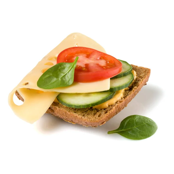 Offengesichtige Sandwich Crostini Isoliert Auf Weißem Hintergrund Nahaufnahme Vegetarischer Canape — Stockfoto