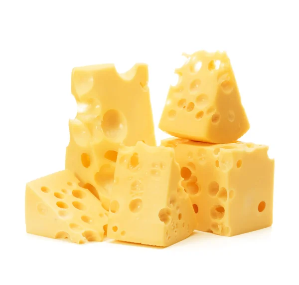 Cheese Block Isolated White Background Cutout — Stock Photo, Image