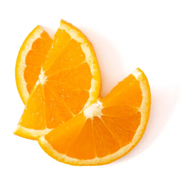 Orange Frukt Skiva Isolerad Vit Bakgrund Närbild Mat Bakgrund Platt Royaltyfria Stockbilder