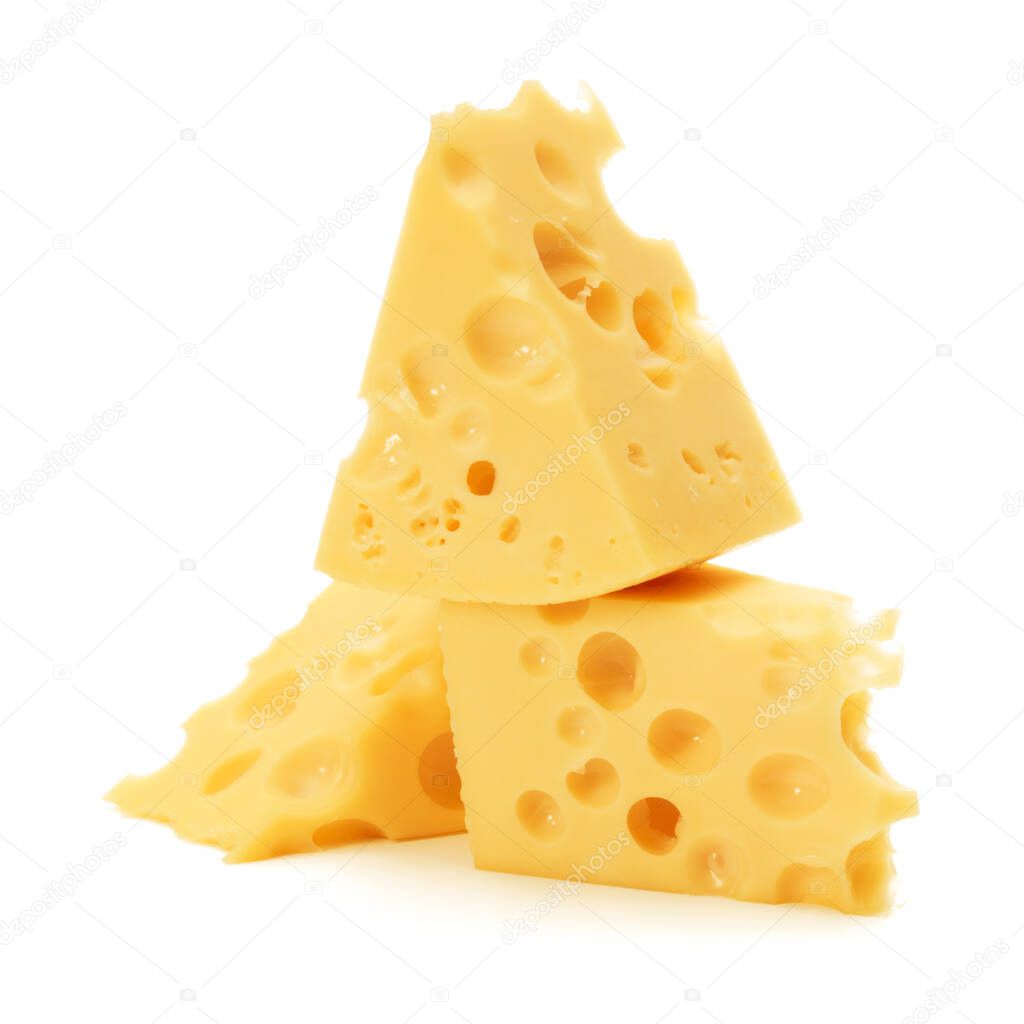 Cheese block isolated on white background cutout