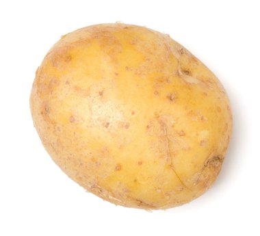 patates beyaz arka plan üzerinde izole. Üst görünüm, düz yatıyordu...