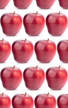 beyaz arka plan üzerinde izole kırmızı elma. Dikişsiz gıda deseni.