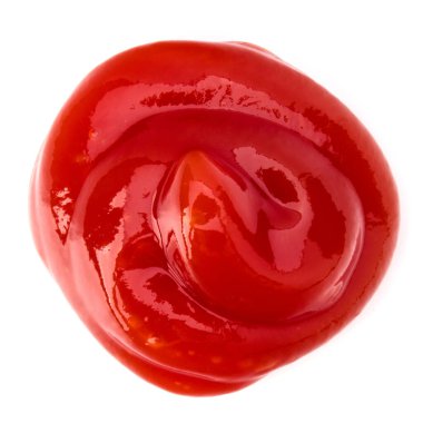 Domates sosu, beyaz arka plan üzerinde izole ketçap. Üstten görünüm.