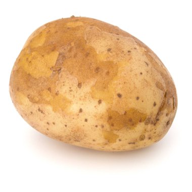 Beyaz arkaplanda izole edilmiş yeni patates yumrusu.