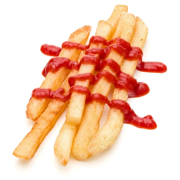 Francia Sült Burgonyával Ketchuppal Elszigetelt Fehér Background — Stock Fotó