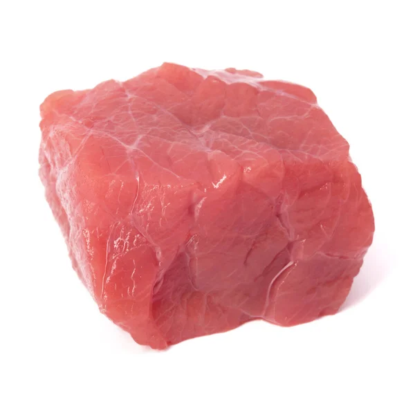 Raw Chopped Beef Meat Cube Isolated White Background Cut Out — Stock Photo, Image