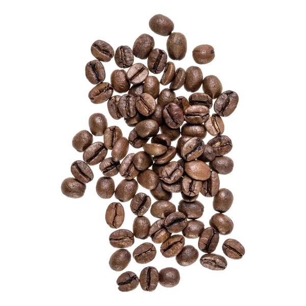 Kávébab Izolálva Fehér Háttérrel Első Látásra Lapos Fekvés Kávébab Áramlik — Stock Fotó