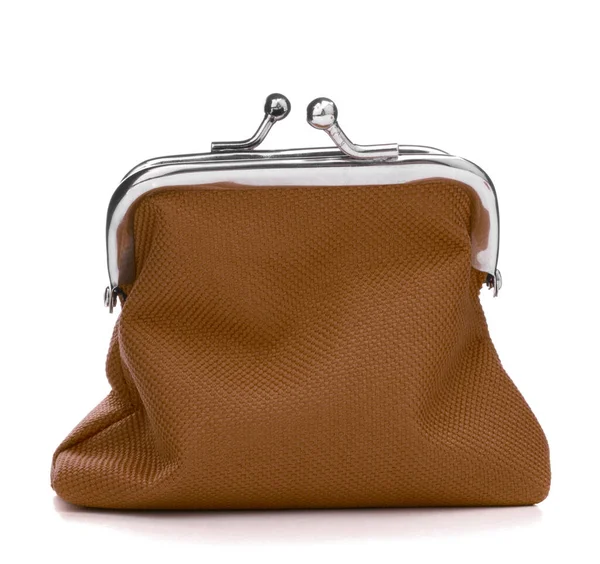 Portefeuille Argent Brun Isolé Sur Fond Blanc Chargez Sac Porte — Photo