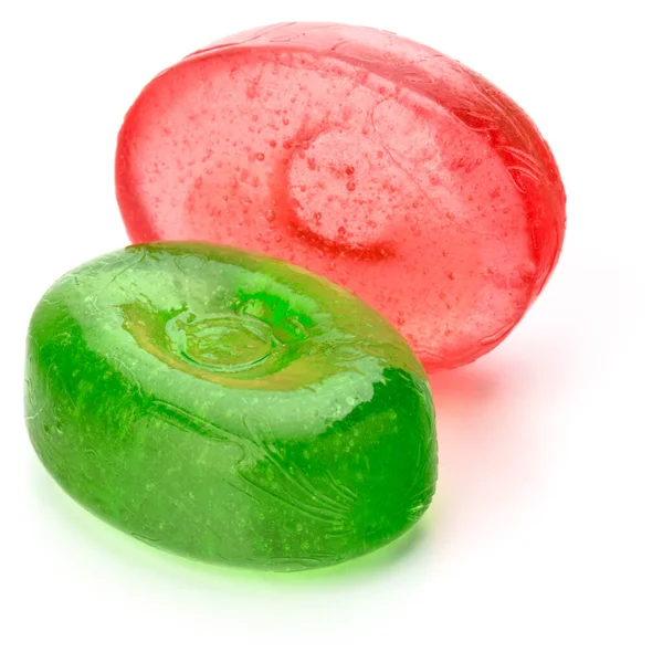 Zwei Bunte Fruchtbonbons Mit Hartem Zucker Gekochte Süßigkeiten Oder Zuckerpflaumen — Stockfoto