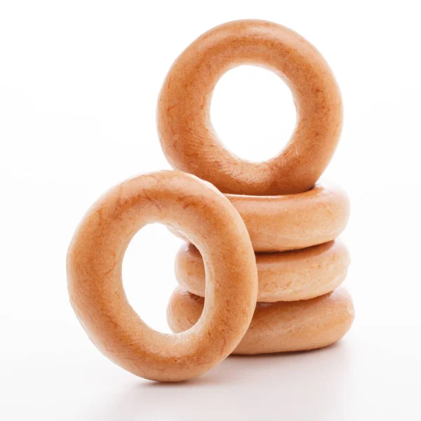 Bröd Ring Eller Baranka Isolerad Vit Bakgrund Cutout — Stockfoto