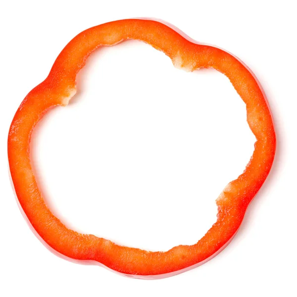 Red Pepper Slice Isolated White Background Cutout Top View Flat — Stock Photo, Image