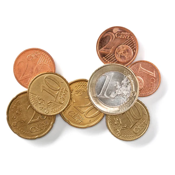 동전은 클로즈업으로 분리되어 위에서 — 스톡 사진