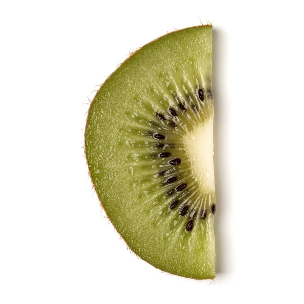 Jeden Plaster Kiwi Wyizolowany Białym Tle Połowa Kawałka Kiwi Kawałek — Zdjęcie stockowe