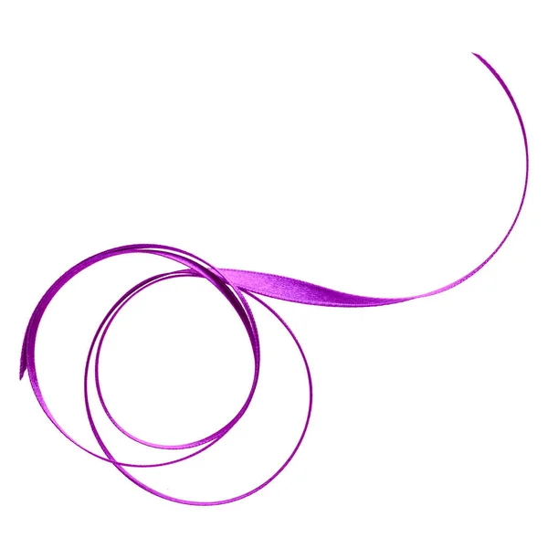 Glänsande Sidenband Lavendel Färg Isolerad Vit Bakgrund Närbild — Stockfoto