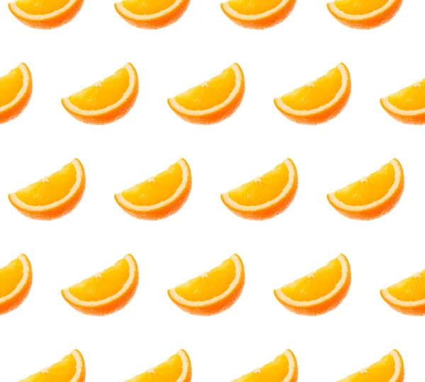 Owoce Pomarańczowy Wzór Białym Tle Pomarańczowy Segmentów Jedzenie — Zdjęcie stockowe