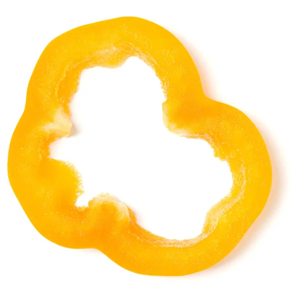 黄胡椒片在白色背景上被分离出来 — 图库照片
