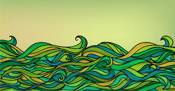 Аннотация Waves Background, Vector Blue Green Orange Colorful Han — стоковый вектор